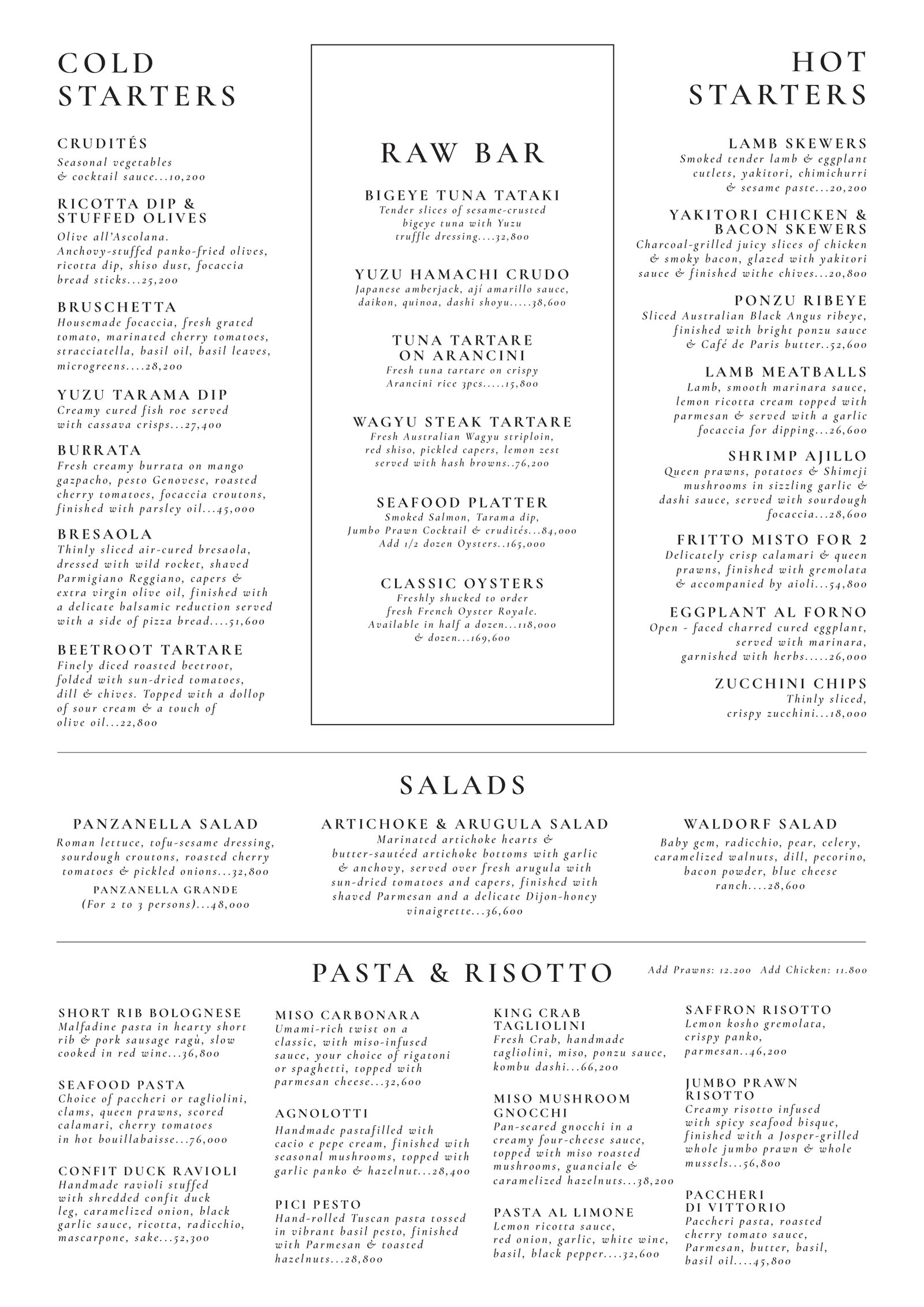 Slow Food Menu
