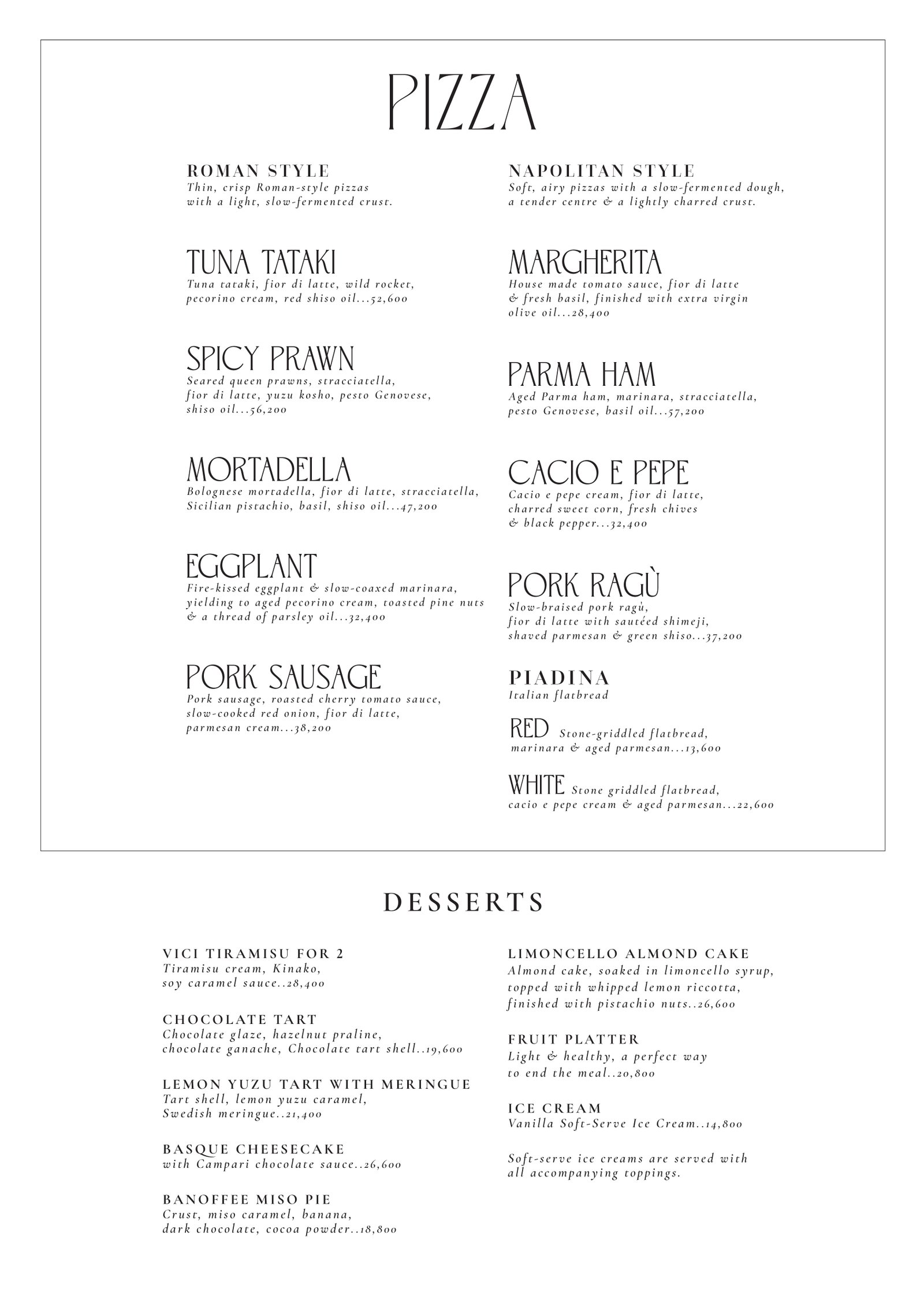 Slow Food Menu